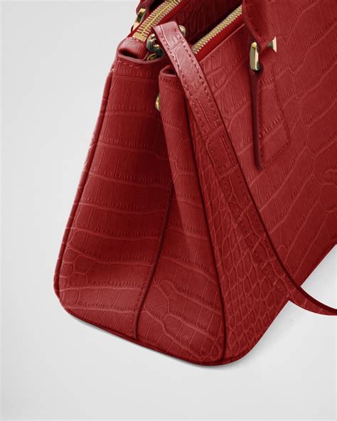 Fiery Red Small Prada Galleria Crocodile Leather Bag 